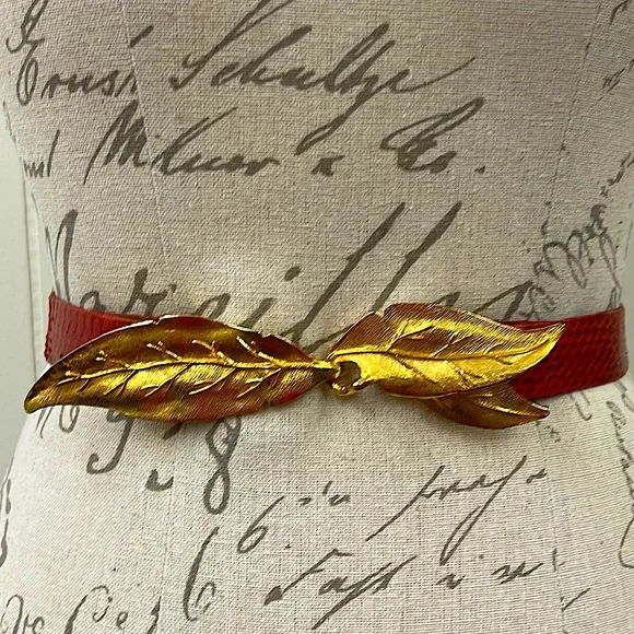 Vintage | Accessories | Vintage Red Python Leather Wrap Belt  display picture 2